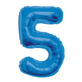 34" Number 5 Blue Mylar Balloon